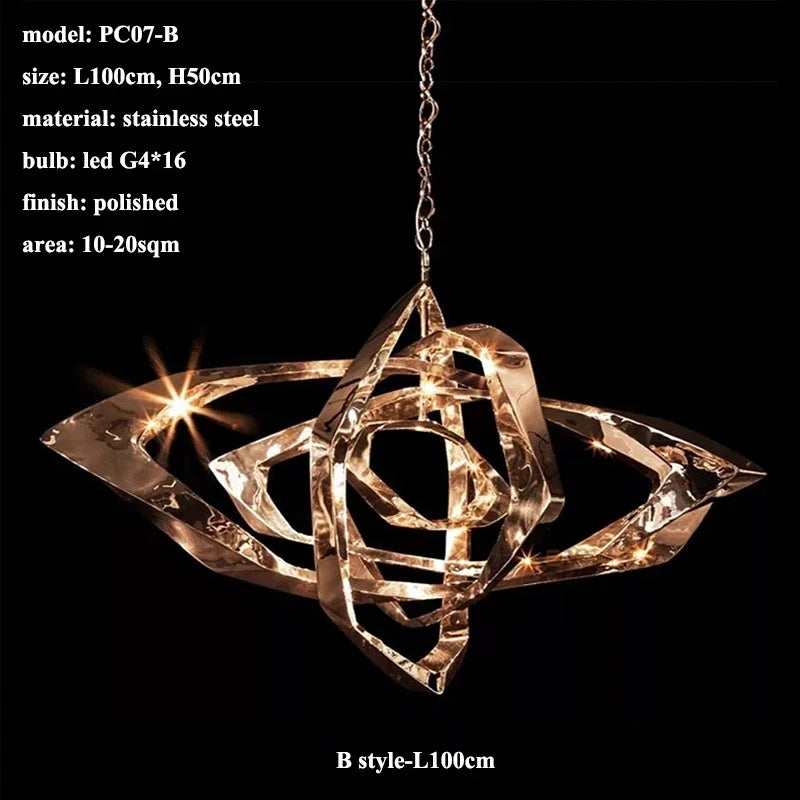 Modern Titanium Alloy Led Pendant Lights Living Dining Room Chandeliers Lighting Home Decor Loft Villa Hanging Lights Luminaire