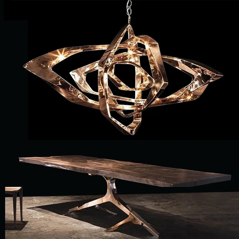 Modern Titanium Alloy Led Pendant Lights Living Dining Room Chandeliers Lighting Home Decor Loft Villa Hanging Lights Luminaire