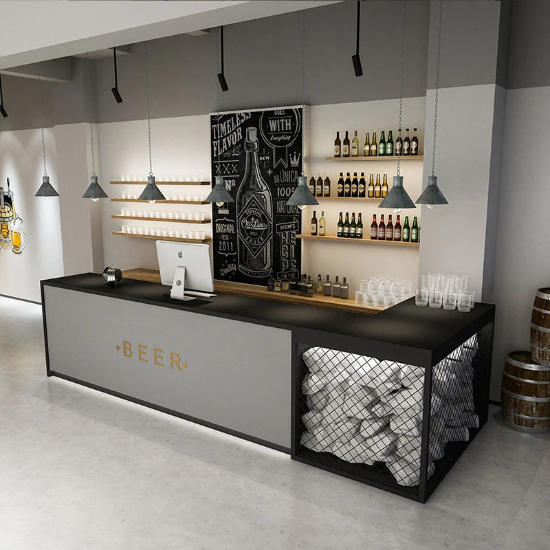 Modern industrial style bar, bar, gym, coffee shop, billiards hall, reception desk, children's playground, checkout counter cust