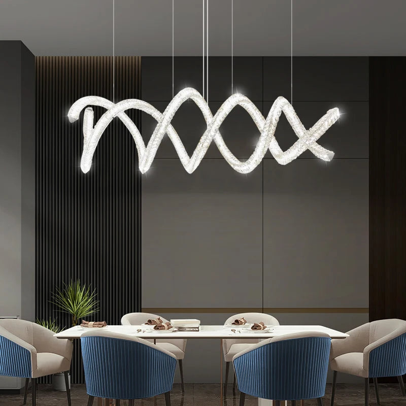 Modern light luxury restaurant chandelier dining room crystal lamp strip lamp simple atmosphere villa art bar lamp