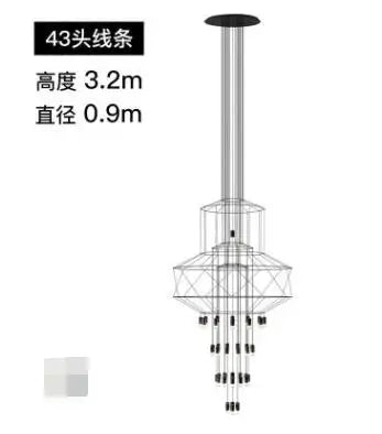 Modern minimalist hotel lobby lamps Nordic creative coffee stairs living room wrought iron geometric lines Villa chandelier