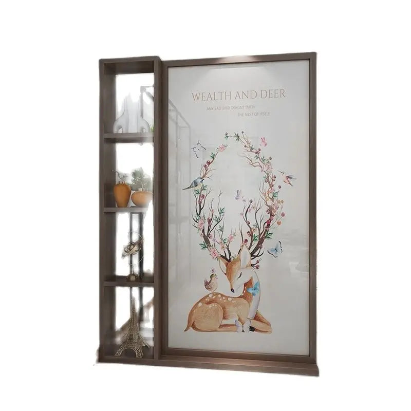 Modern minimalist household entrance, foyer, shelf, screen partition, living room, Nordic decoration, solid wood semi transparen