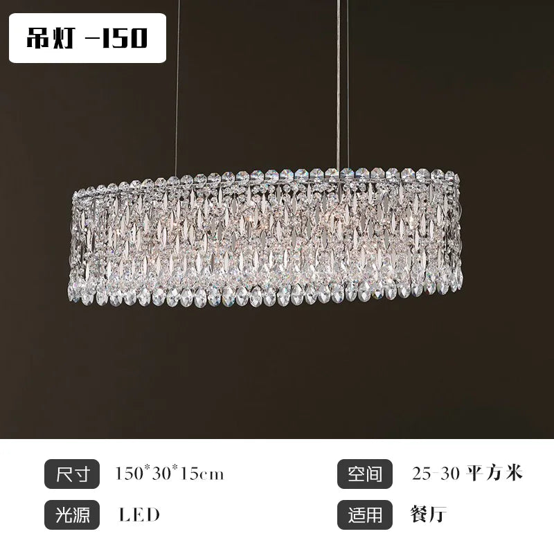 Modern minimalist restaurant crystal long chandelier model house villa bar imported Egyptian crystal lamps