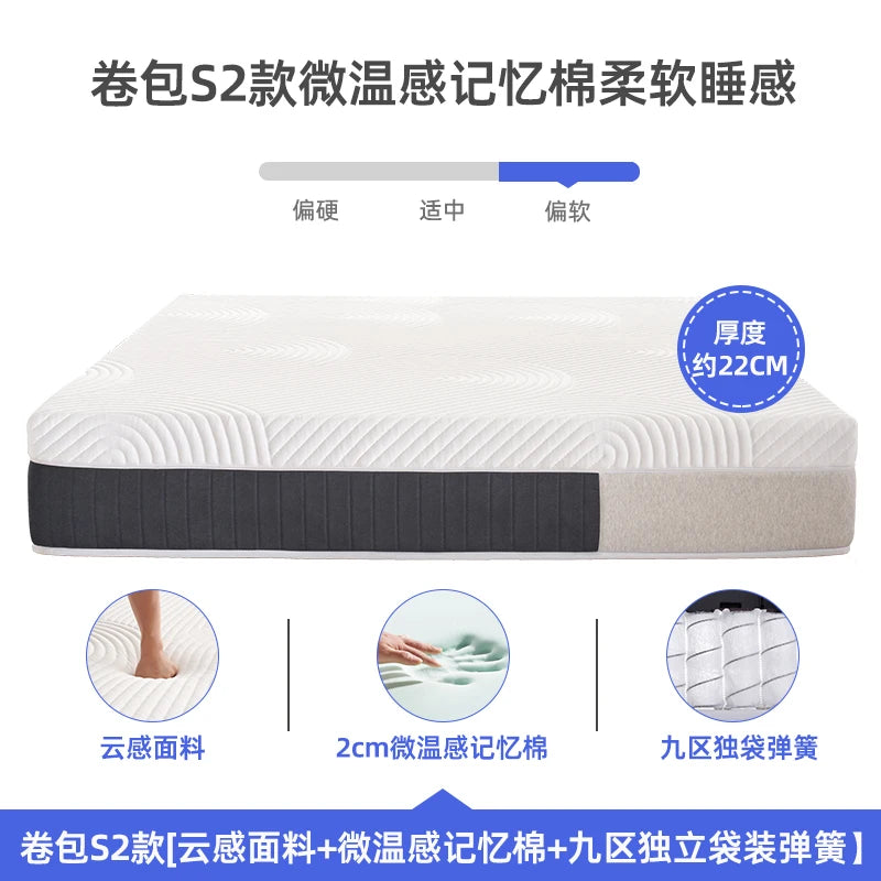 Molblly Comfortable Mattresses Memory Foam Double Size Queen Twin Mattresses Latex Spring Colchon Matrimonial Bedroom Furniture