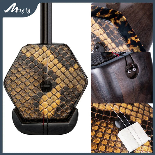 Mugig Advanced Erhu Performers Master Aged Rosewood Erhu 2 String Chinese Fiddle Handmade Chinese National Musical Instruments