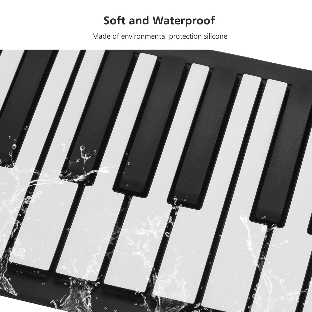 Multifunction Portable Electric 61 Keys Hand Roll Up Piano Flexible Silicone Piano Keyboard Built-in Speaker Rechargeable