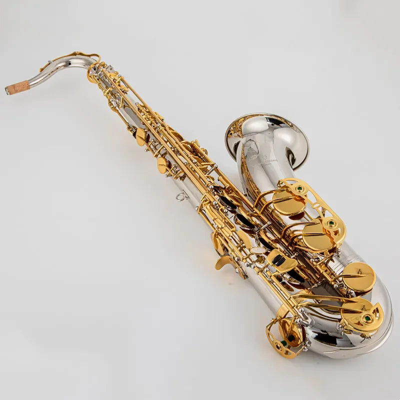 Musical Instruments T-WO37 Tenor Saxophone Bb Tone Nickel Plated Tube Gold Key Sax With Case Mouthpiece Gloves