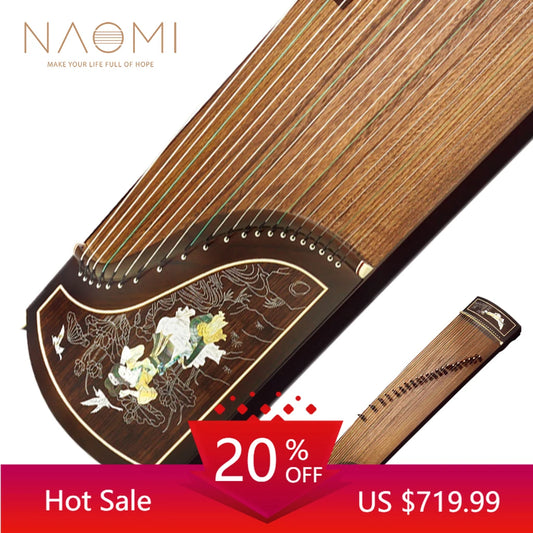 MMOOKA NAOMI 21 Strings Guzheng Black Sandalwood 163cm Paulownia Wood Soundboard Handcraft Smooth Touch Feeling With Full Accessories