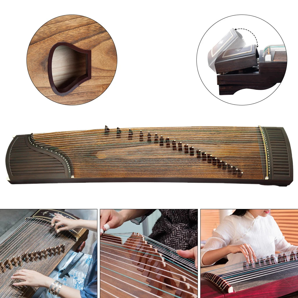 NAOMI Traditional Chinese Zither Instrument 21 Strings Guzheng Balck Sandalwood Set w/Guzheng Bridges Strings Nails Stands Bag