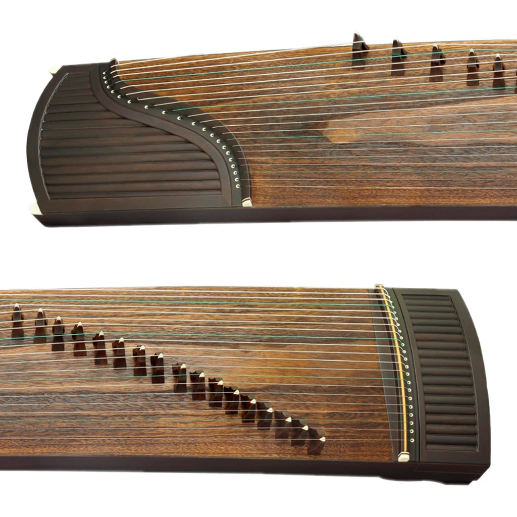 NAOMI Traditional Chinese Zither Instrument 21 Strings Guzheng Balck Sandalwood Set w/Guzheng Bridges Strings Nails Stands Bag