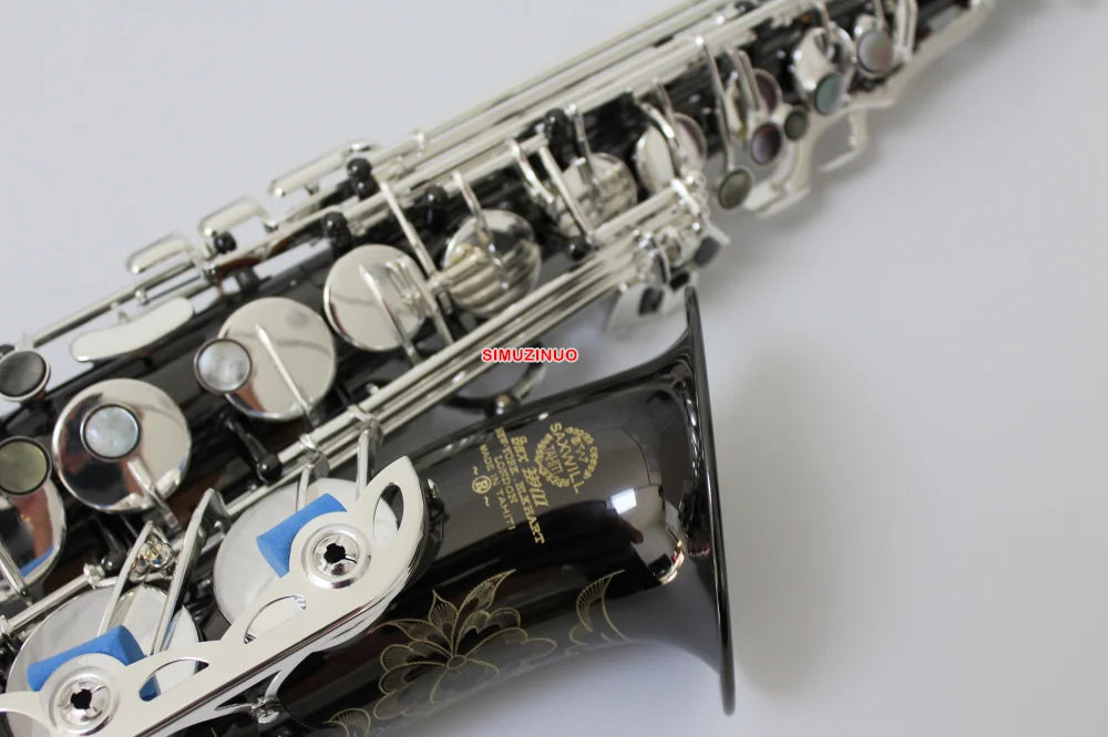 NEW Professional Black Nickel Body and Silver Plated Keys Eb Alto Saxophone High F# With Case
