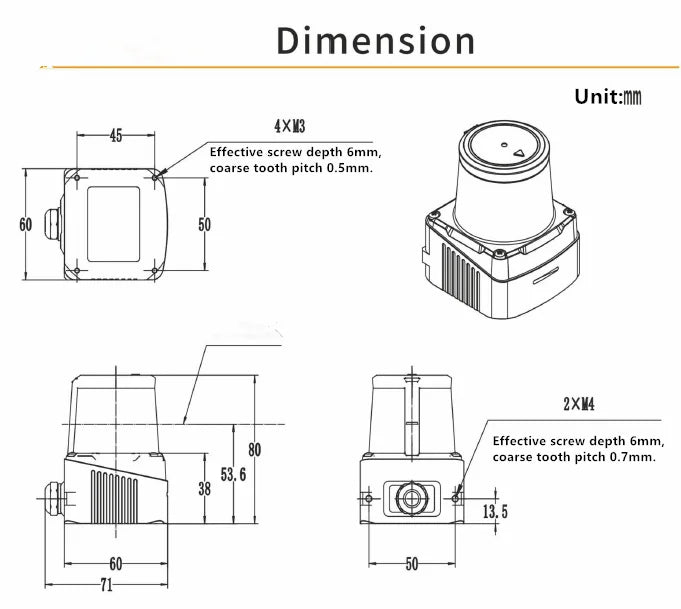 NEW SIMINICS PAVO2 100Hz 50m TOF Outdoor Lidar Sensor for robot Navigation and obstacle avoidance, intelligent transportation