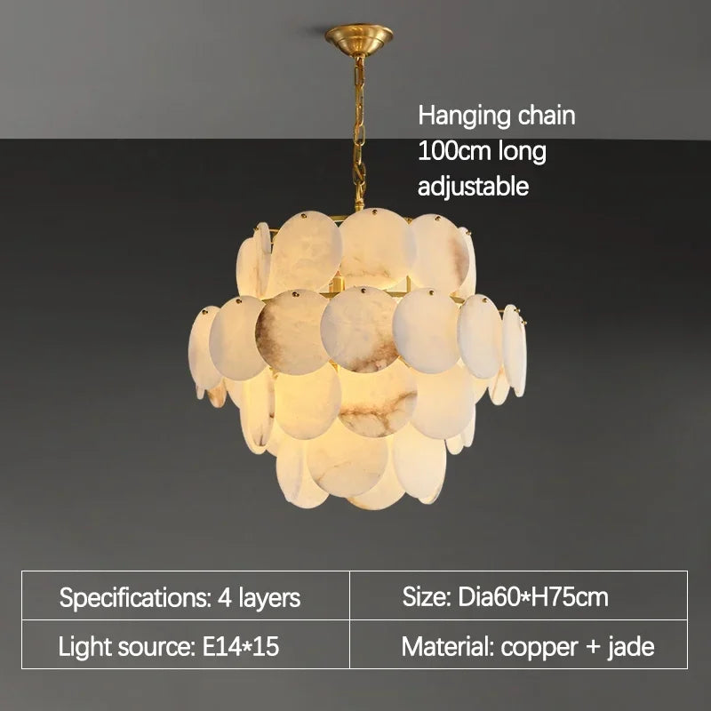 Natural Marble Collection LED Dimmable High Ceiling Chandelier Lighting Lustre Suspension Luminaire Lampen For Liiving Room