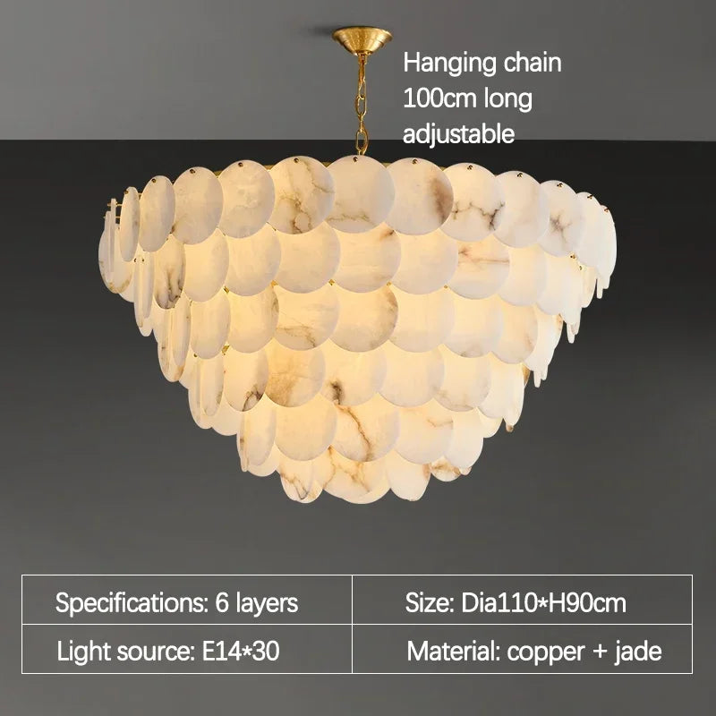 Natural Marble Collection LED Dimmable High Ceiling Chandelier Lighting Lustre Suspension Luminaire Lampen For Liiving Room