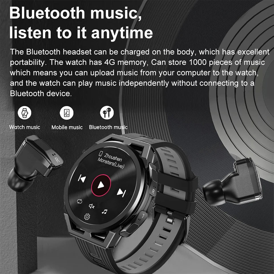 New 4G Memory Smart Watch Mens Local Music Player 360*360 AMOLED Screen Bluetooth Call Sports Man Watches For Xiaomi Huawei IOS