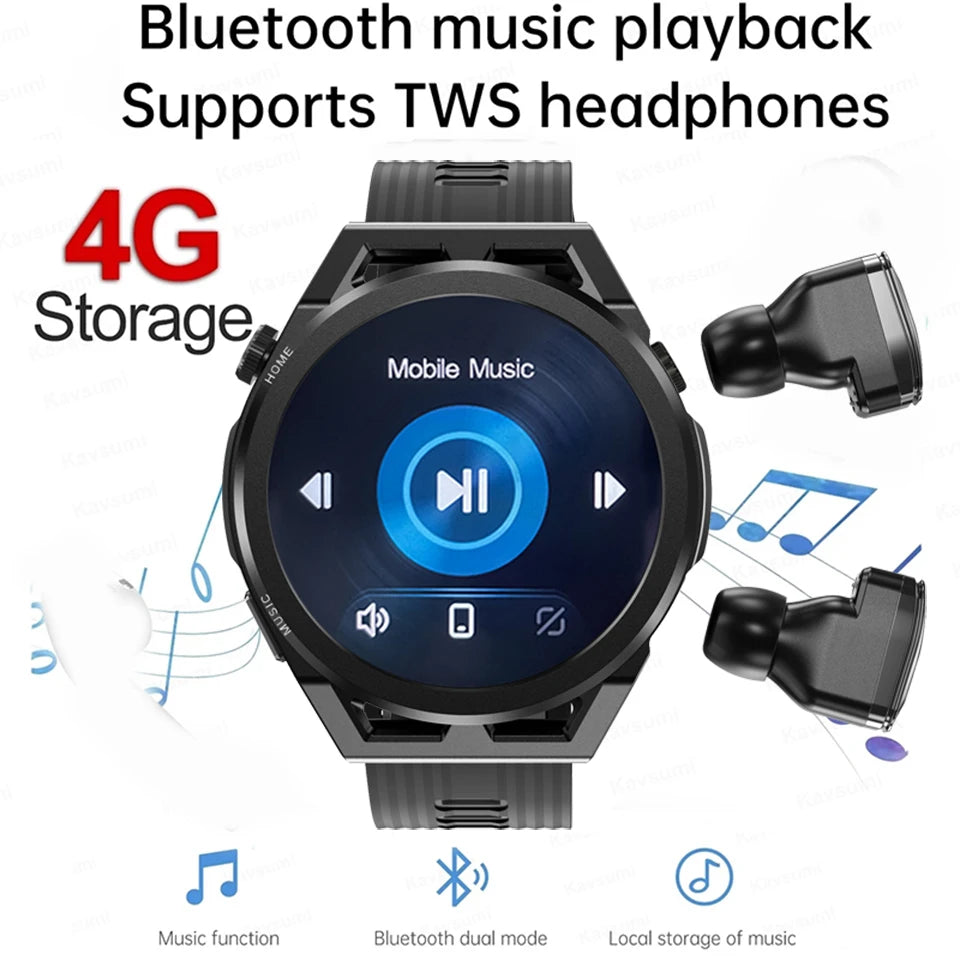 New 4G Memory Smart Watch Mens Local Music Player 360*360 AMOLED Screen Bluetooth Call Sports Man Watches For Xiaomi Huawei IOS