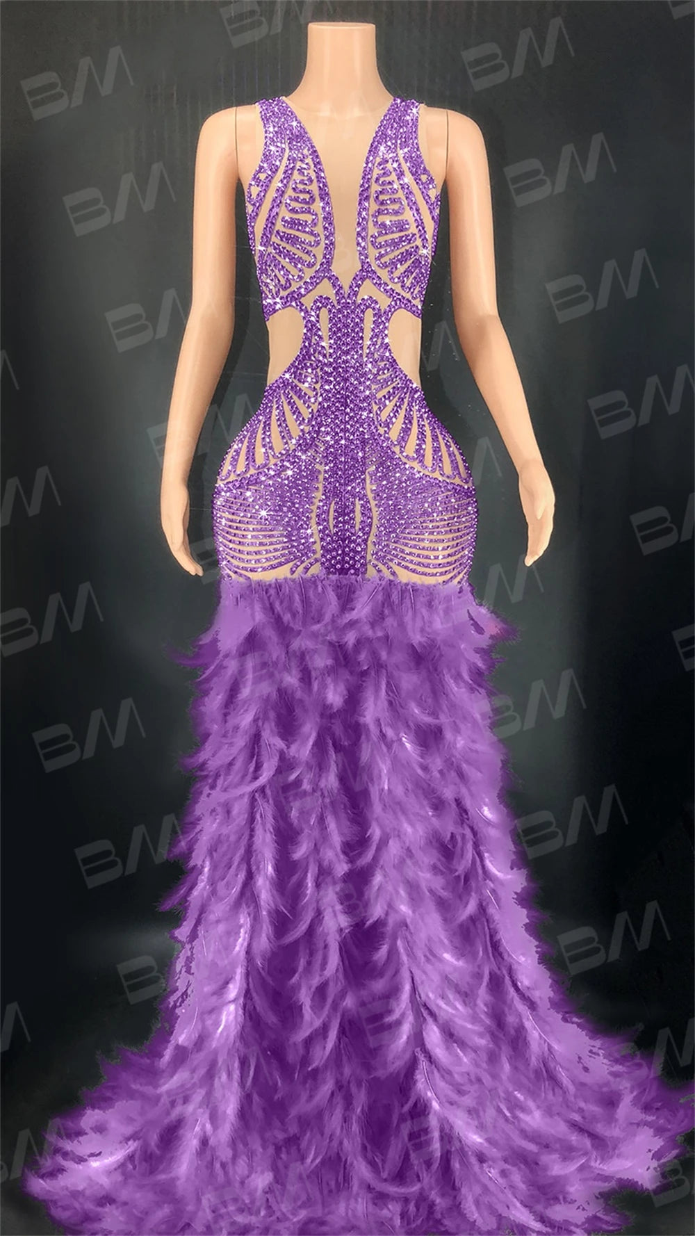 New Arrival 2024 Women Evening Dress With Feathers Luxury Beads Prom Dresses Mermaid Party Gown For Wedding