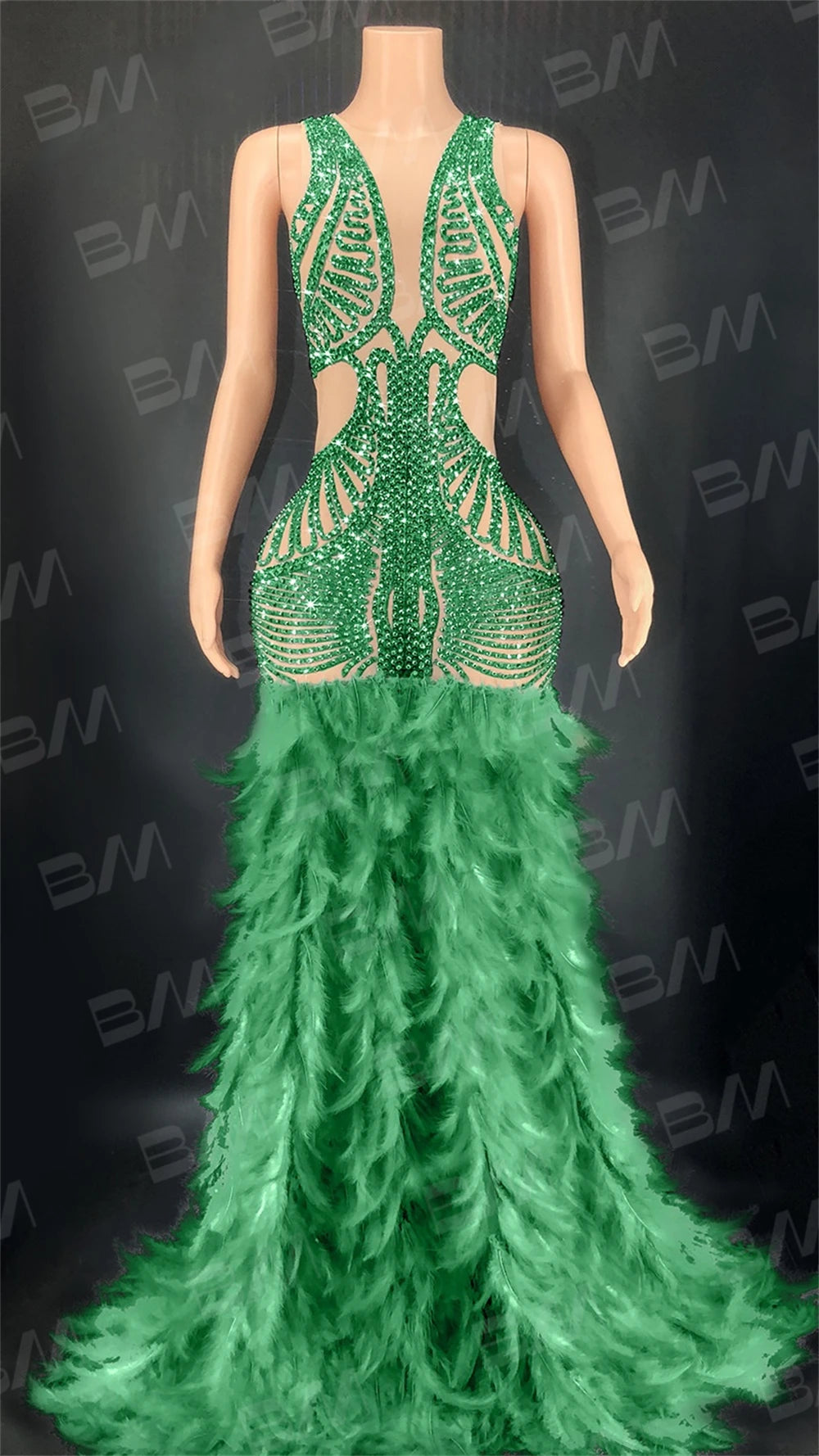 New Arrival 2024 Women Evening Dress With Feathers Luxury Beads Prom Dresses Mermaid Party Gown For Wedding