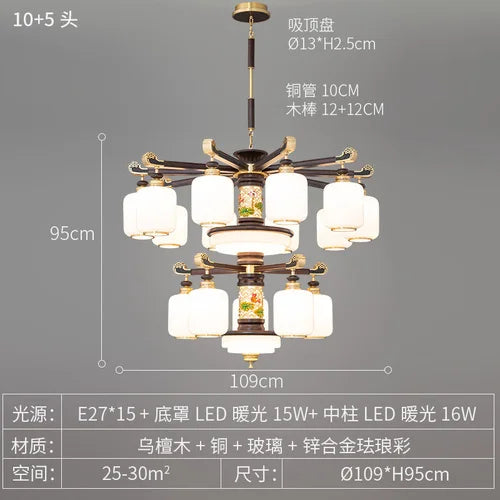 New Chinese-Style Chandelier Lamp in the Living Room Zen Chinese Style Restaurant Lamps Villa Duplex Building Chandelier