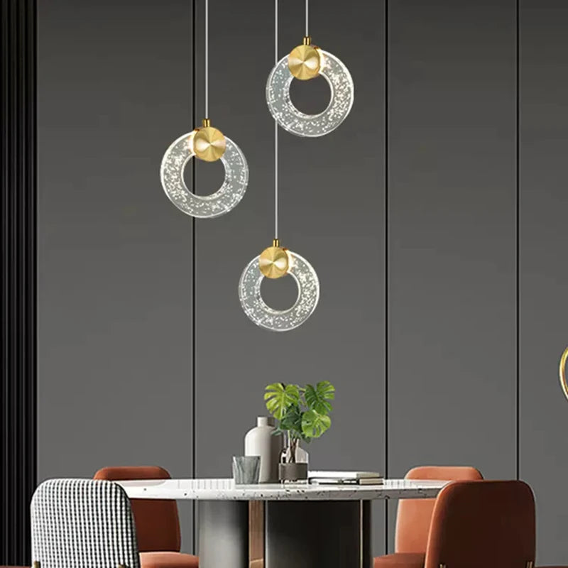 New Circle Led Chandeliers Villa Living Room Stair Light Loft Crystal Hanging Lamp Home Decor Bedroom Dining Interior Lighting