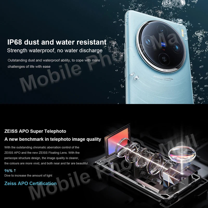 New Original VIVO X100 Pro 5G 6.78“ LTPO AMOLED Screen Dimensity 9300 Android 14 Battery 5400mAh 100W SuperCharge Smartphone