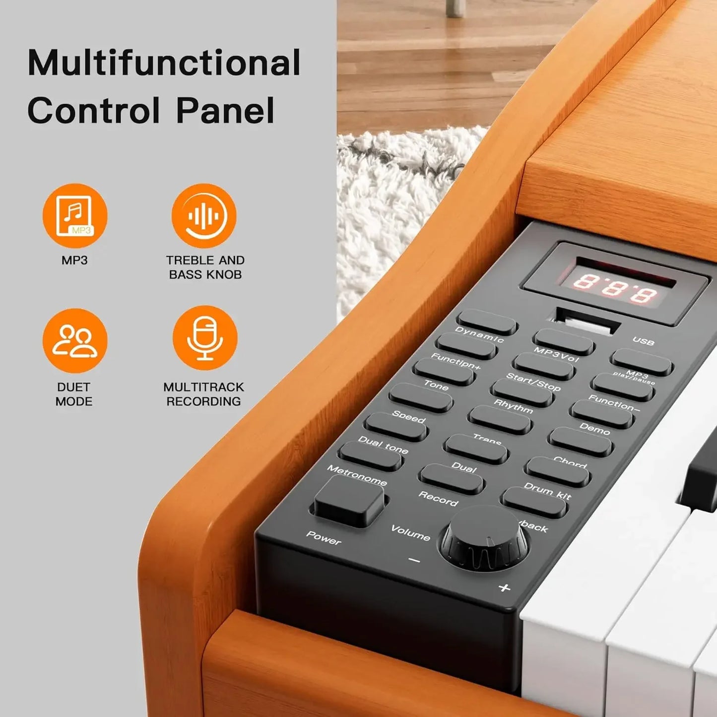 New Portable 88- Key Digital Keyboard Piano, Wooden Electric Hammer, Weighted Full Size Keyboard for Beginning Student