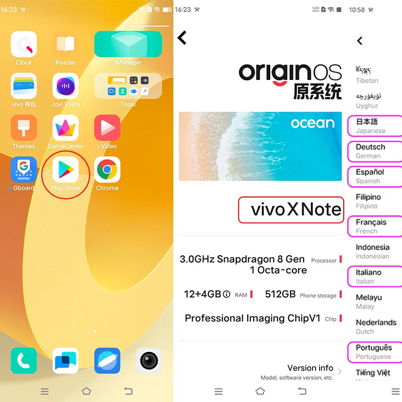 New Vivo X Note Celulares 80W Charge 5000mAh IP68 Waterproof 7.0" 2K E5 AMOLED Screen 80.0MP Camera Snapdragon 8 Gen 1 Dual Sim