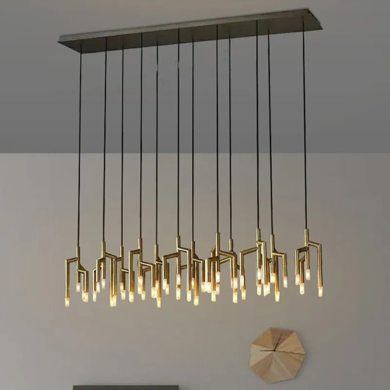 New chandelier post modern light luxury villa staircase restaurant bar decoration tree branch living room lamps