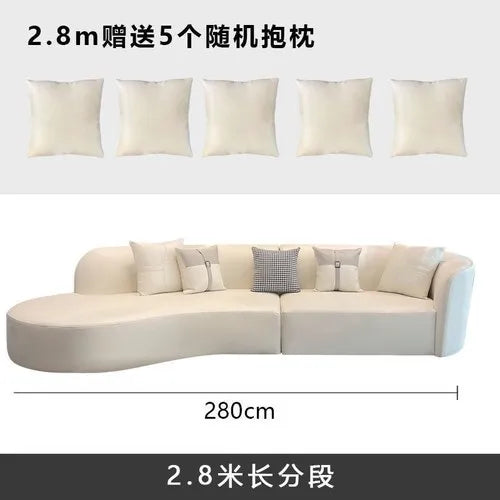 New creative no-wash technology fabric curved sofa light luxury modern simple cream style living room