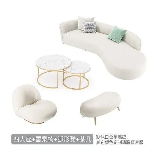 New creative no-wash technology fabric curved sofa light luxury modern simple cream style living room