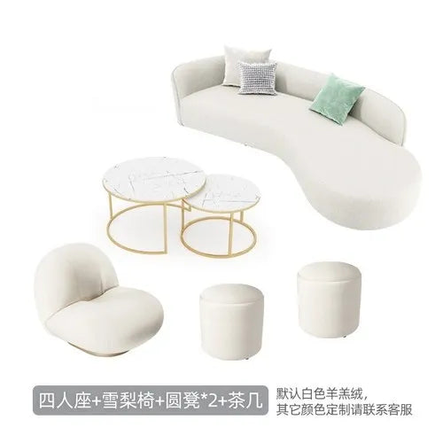 New creative no-wash technology fabric curved sofa light luxury modern simple cream style living room