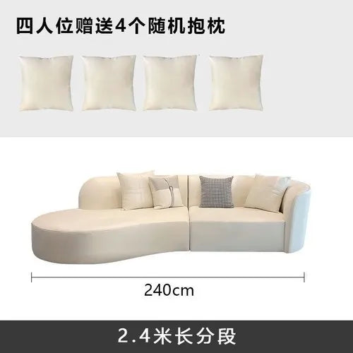 New creative no-wash technology fabric curved sofa light luxury modern simple cream style living room