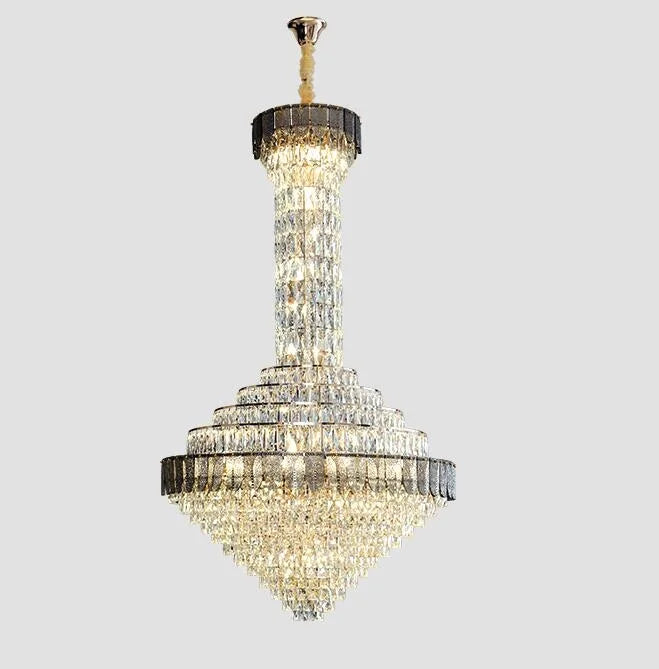 New shell crystal chandelier living room chandelier hollow hall long chandelier Villa hotel lobby decorative lighting