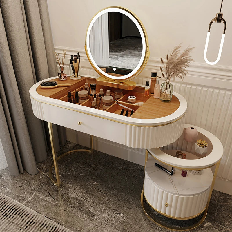 Nordic Fashion Iron Dressers Minimalist Modern Home Bedroom Mirror Chair Dresser Light Luxury Bedroom Furniture Dressing Table