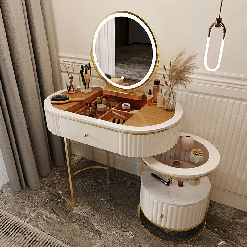 Nordic Fashion Iron Dressers Minimalist Modern Home Bedroom Mirror Chair Dresser Light Luxury Bedroom Furniture Dressing Table