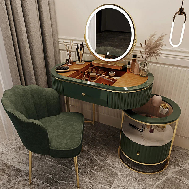 Nordic Fashion Iron Dressers Minimalist Modern Home Bedroom Mirror Chair Dresser Light Luxury Bedroom Furniture Dressing Table