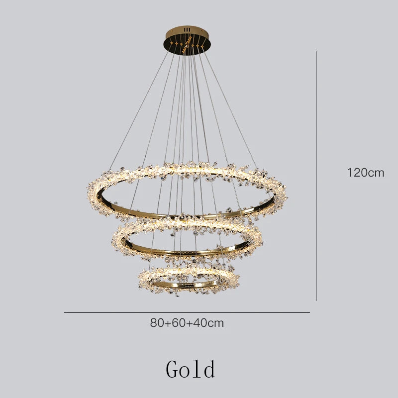 Nordic LED Crystal Chandeliers for Living Room LOFT Pendant Lamp Bedroom Ceiling Lamp Villa Stairs Restaurant Indoor Lighting