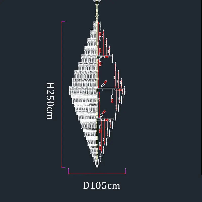 Nordic Villa Crystal Pendant Hotel Lobby Large Chandelier Attic Light Luxury Hollow Rotating Long Chandelier Home Decor Light