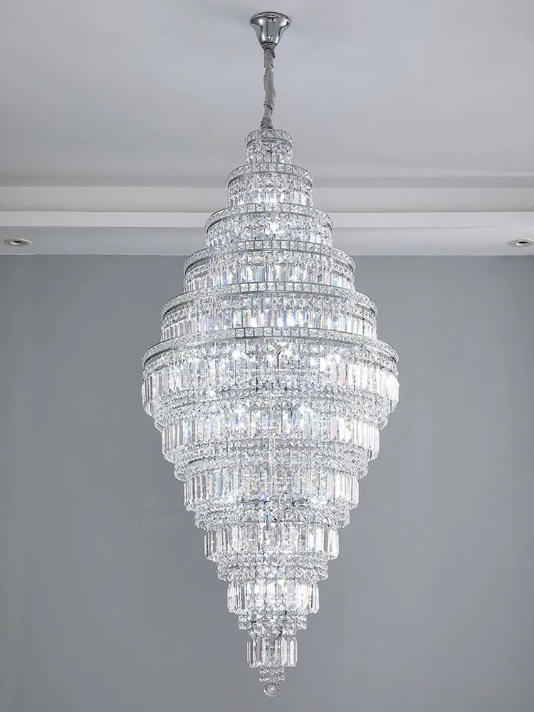Nordic Villa Crystal Pendant Hotel Lobby Large Chandelier Attic Light Luxury Hollow Rotating Long Chandelier Home Decor Light