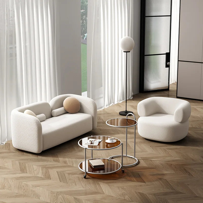 Nordic modern curved multi person sofa, living room, clothing store, waiting area, creative tea table and sofa combination