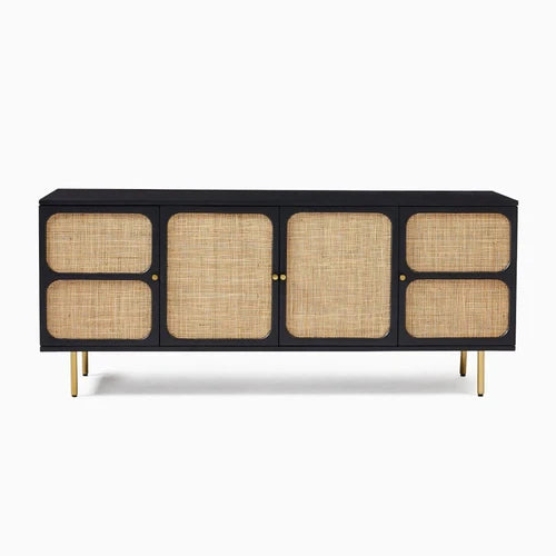 Nordic solid wood TV cabinet, living room, rattan weaving, simple dining cabinet, tea and water cabinet, small unit