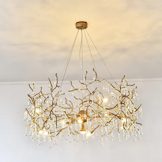 ODYSEN ART DECO Copper Ceiling Lamp Chandelier Handmade Glass Creative Indoor Lighting Fixture Lobby Villa Dectoration Color