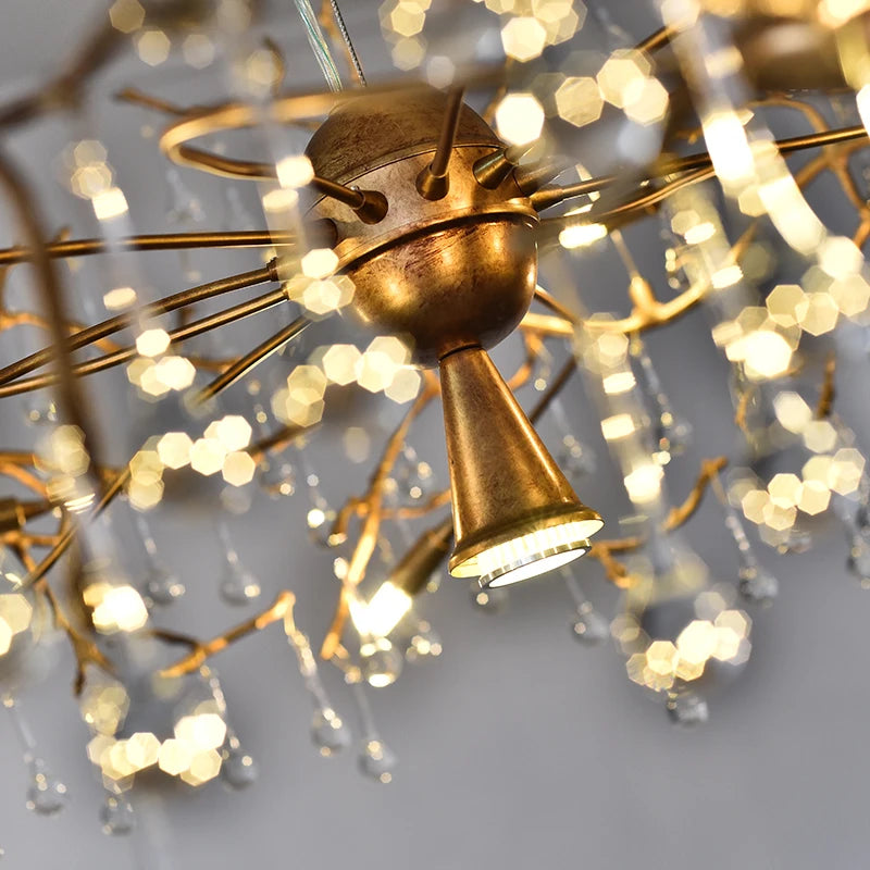 ODYSEN ART DECO Copper Ceiling Lamp Chandelier Handmade Glass Creative Indoor Lighting Fixture Lobby Villa Dectoration Color