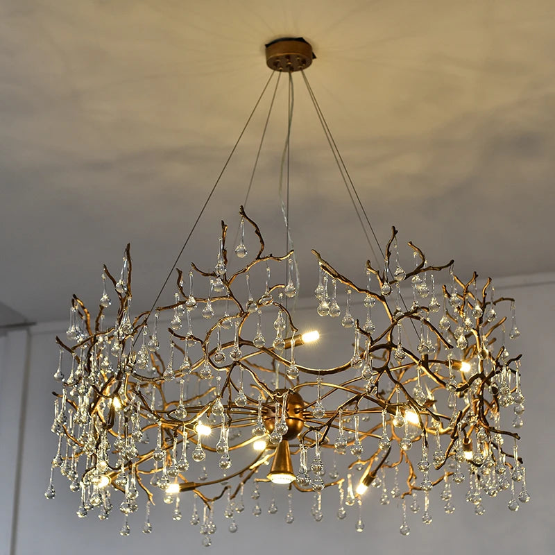 ODYSEN ART DECO Copper Ceiling Lamp Chandelier Handmade Glass Creative Indoor Lighting Fixture Lobby Villa Dectoration Color