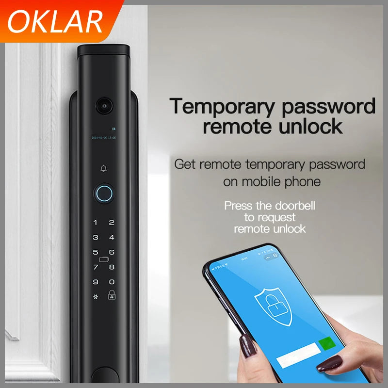 OKLAR Intelligent Fingerprint Security Electronic Door Lock Smart WiFi Bluetooth With Digital Code IC Card Keyless CJL-1-Y