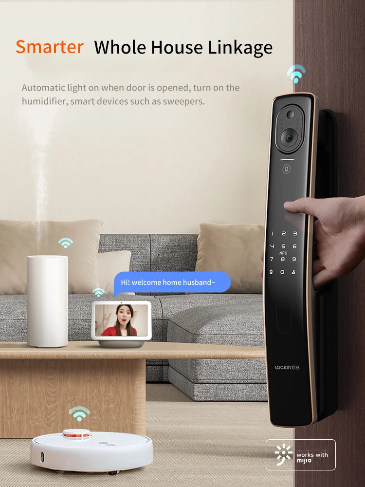 OKLAR Smart Fingerprint Biometric Digital Electronic Lock Wifi With Camera Intelligent Door Lock Mijia Mihome S50M-3-Y