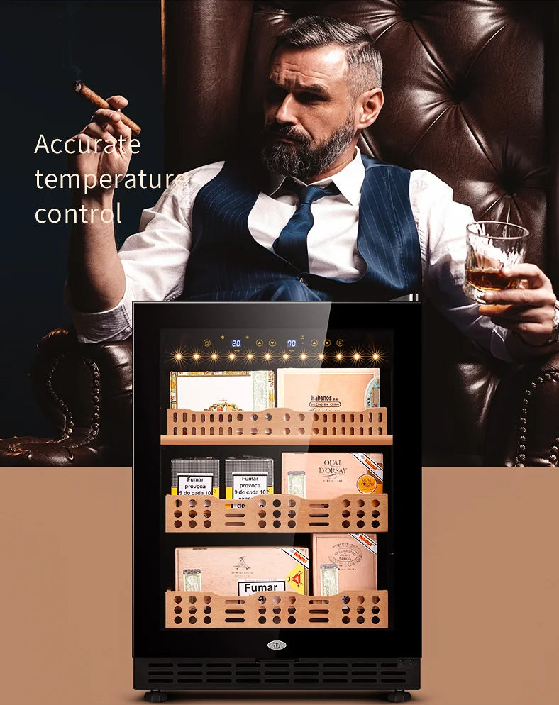 Odino Humidor Cabinet Cigar Cabinet Constant Temperature Moisturizing Cedar Wood Shelf Compressor Refrigerator 208L 500 Radix