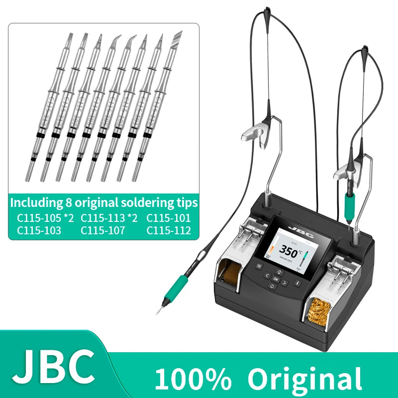 Original JBC NANE-2C Soldering Station Nano Duplex Rework Welding Equipment Use C115 Soldering Iron Tips Mobile Phone BGA IC SMD