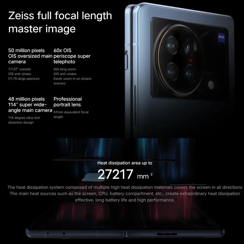 Original New Flagship foldable phone vivo X Fold SmartPhone 5G Qualcomm Snapdragon 8 Gen1 2K+120Hz E5 12GB ROM 512GB RAM Google