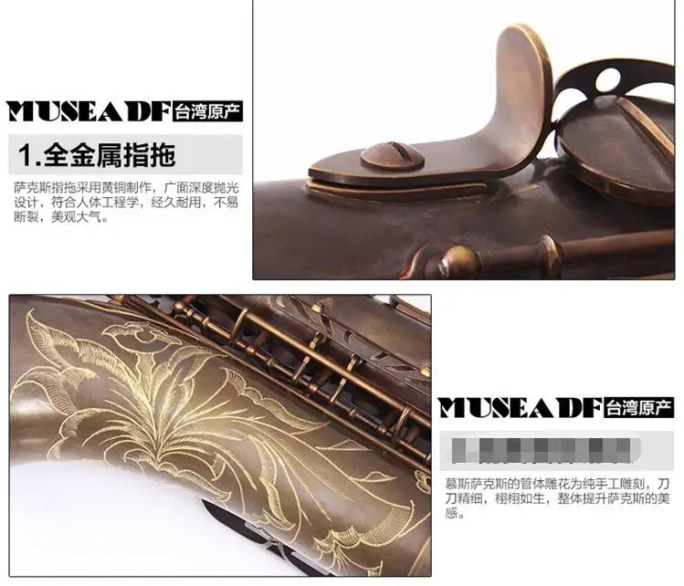 Original Taiwan MUSEADF T-92 Professional Tenor Saxophone Brand Instrument B Flat Unique Antique Copper Brass Sax